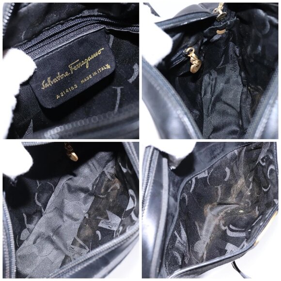 Salvatore Ferragamo Vala Shoulder Bag Leather Black Gold Auth BA5416 - Picture 15 of 16